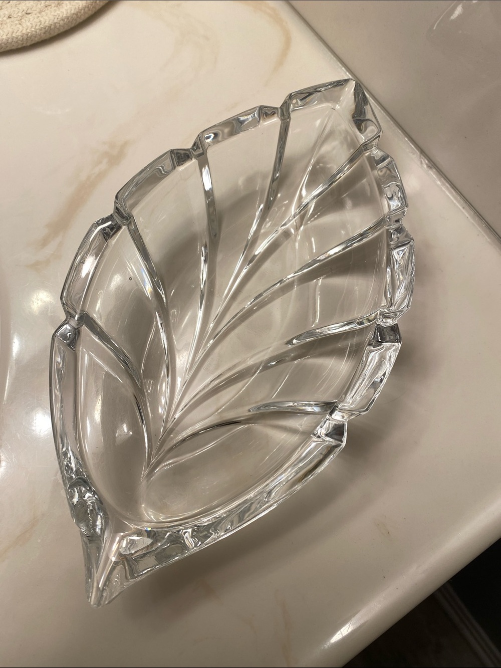 Marquis by Waterford CHIPPED Leaf-Shaped Glass Dish